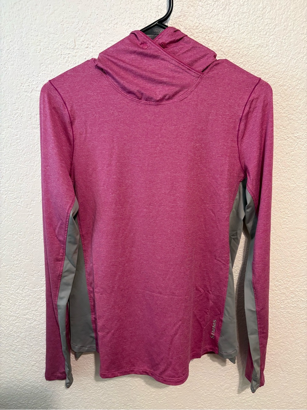 Simms NWT BugStopper SolarFlex Women’s Pullover Hoodie UPF UV Fuchsia Gray S